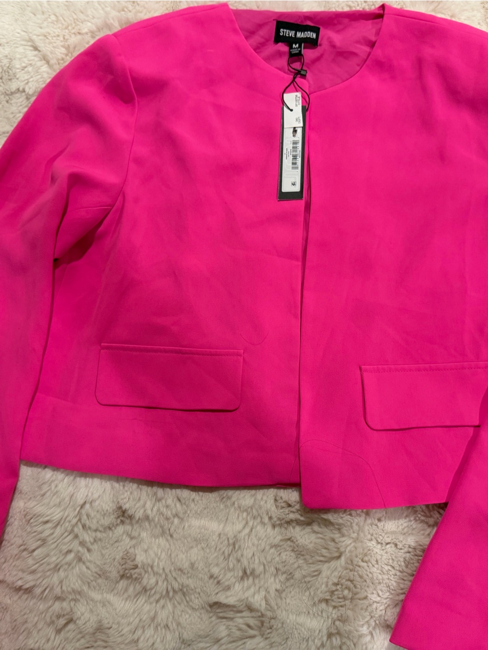 Steve Madden Bright Pink Cropped Blazer Jacket